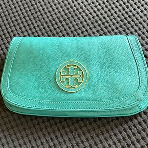 Tory Burch teal clutch- crossbody bag